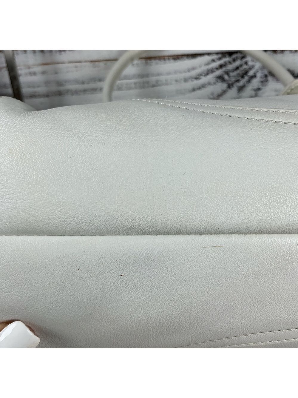 Coach Buckle Vintage Hand Shoulder Bag Soho‎ White Leather Satchel Silver Hardwa - Picture 15 of 16